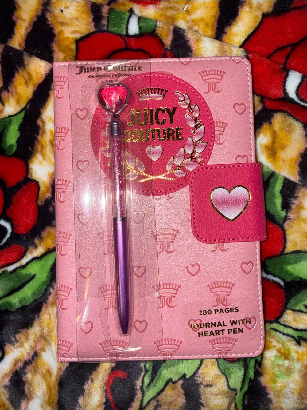 Juicy Couture Pink Heart Notebook with Matching Pink Pen